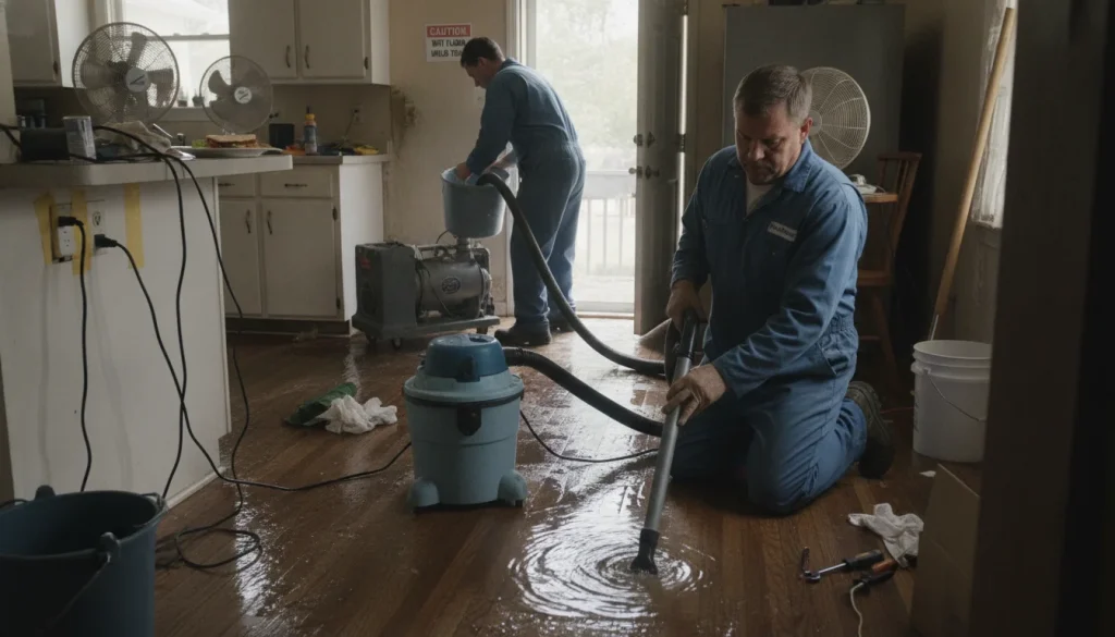 Use a wet/dry vac for small floods; a pump for larger ones. Keep plugs and outlets dry during cleanup in Hillsboro homes.