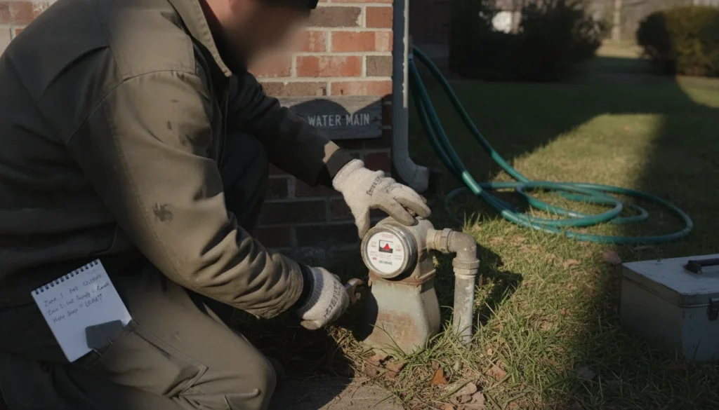Hillsboro homeowner checks water meter and isolates hot or cold line to find a house leak